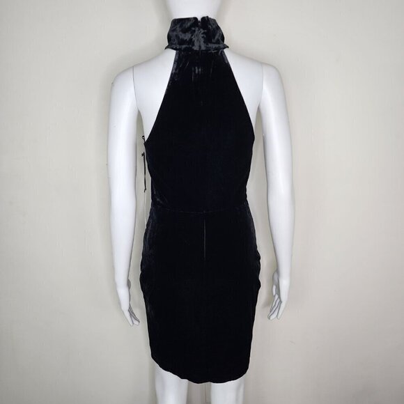 NWT L'AGENCE Halter Neck Velvet Bodycon Mini Dress Black Size 2 - Picture 3 of 13